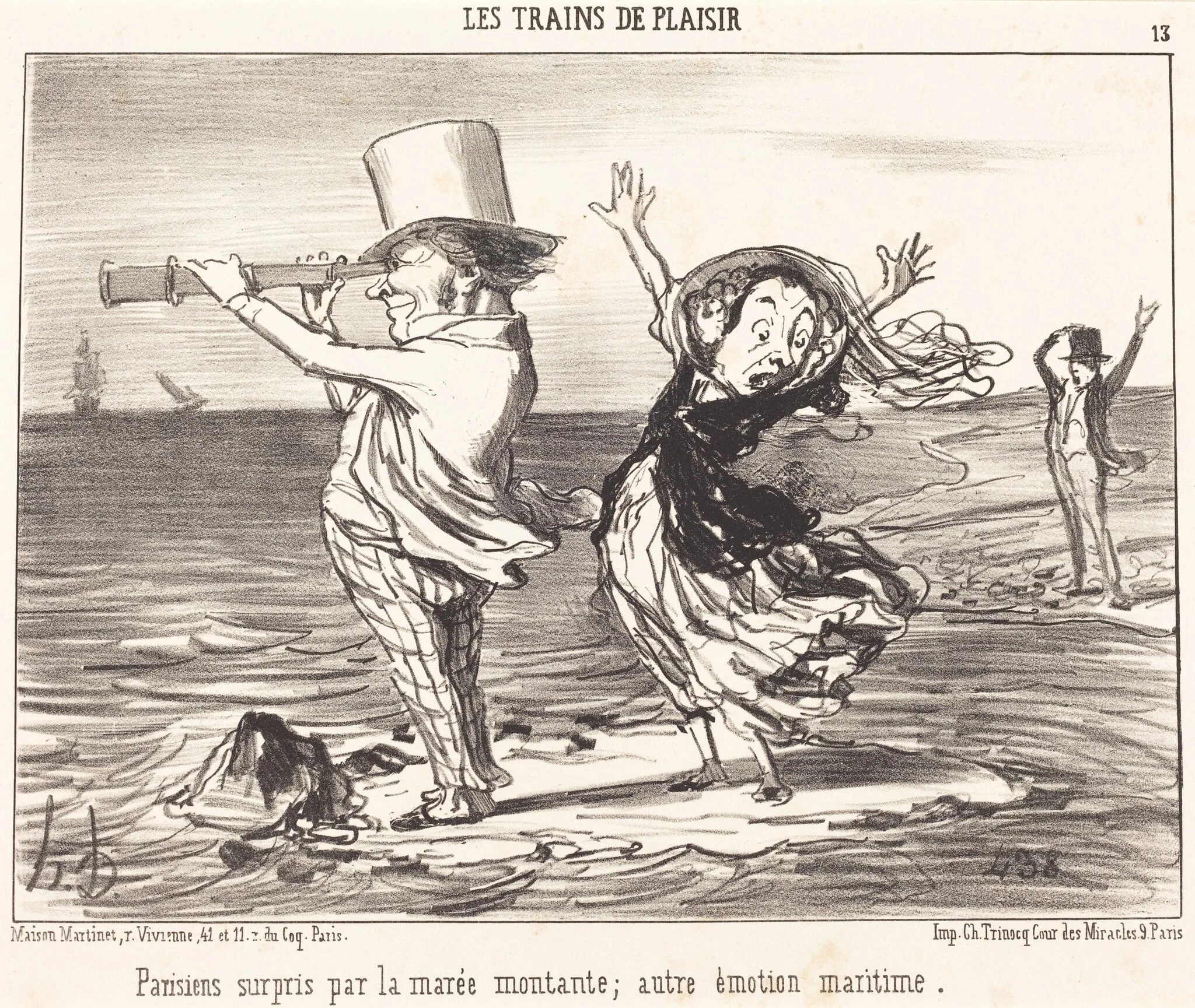 Parisiens surpris par la marée..., detail