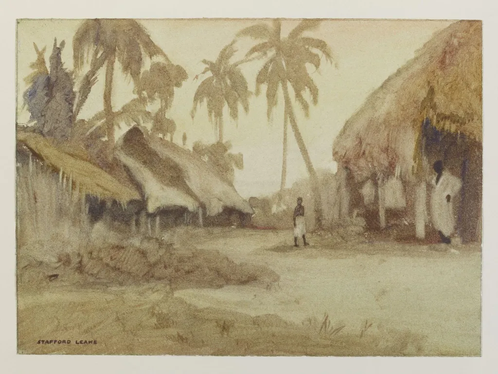 Magogoni, Dar-es-Salaam, by Stafford Leake, watercolor, 1918