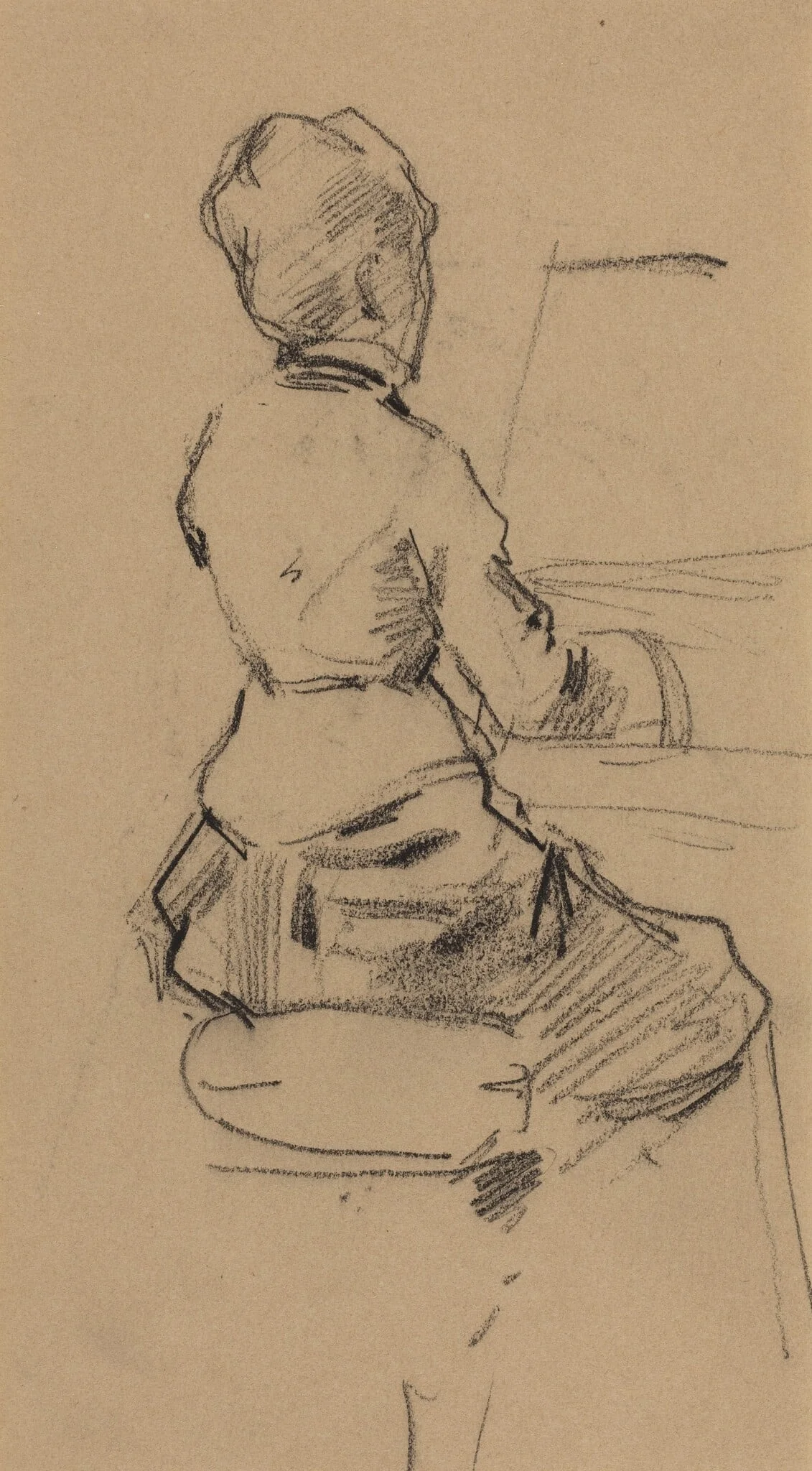 Young Woman Seated at a Piano [verso], detail