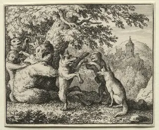 Reynard the Fox:  Reynard Equipped for his Pilgrimage, by Allart van Everdingen, 1662