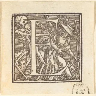 Letter E, by Hans Lützelburger, ink, 1523