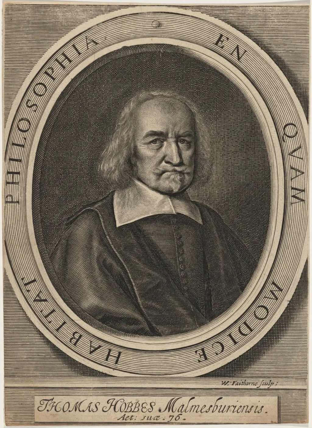 Thomas Hobbes, by William Faithorne, ink, 1668