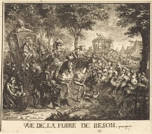 Vue de la foire de Beson (The Fair at Bezons), by Gabriel de Saint-Aubin, ink, 1750