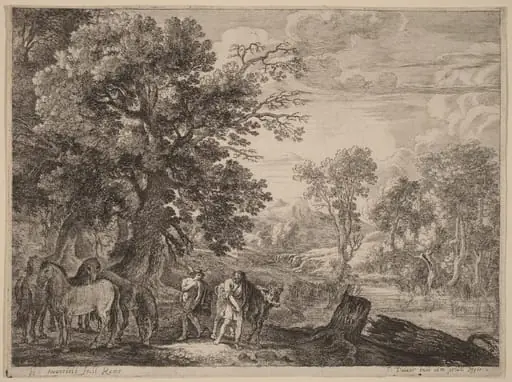 Mercury Silencing Battus, by Herman van Swanevelt, ink, 1628