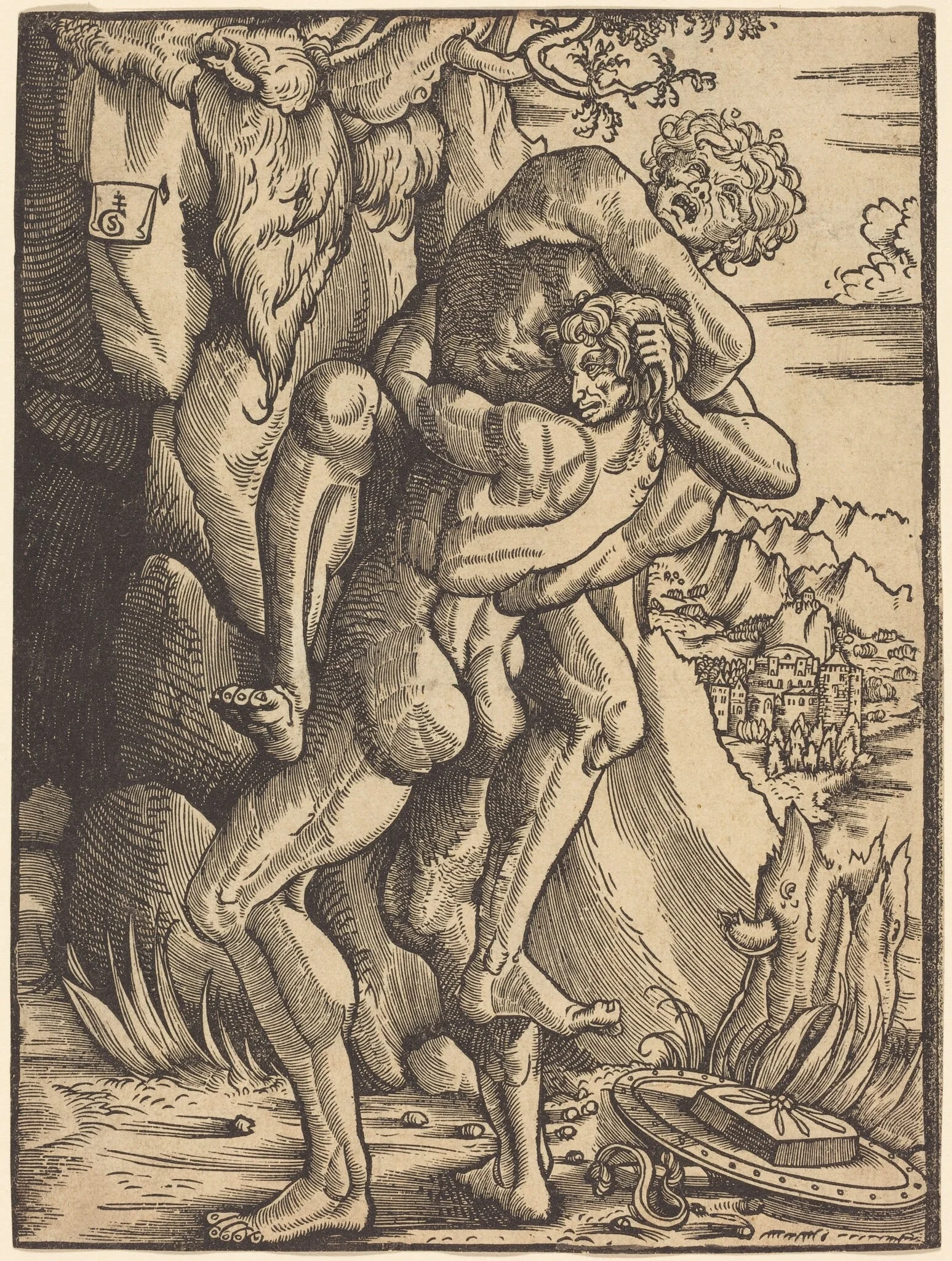 Hercules and Antaeus, detail