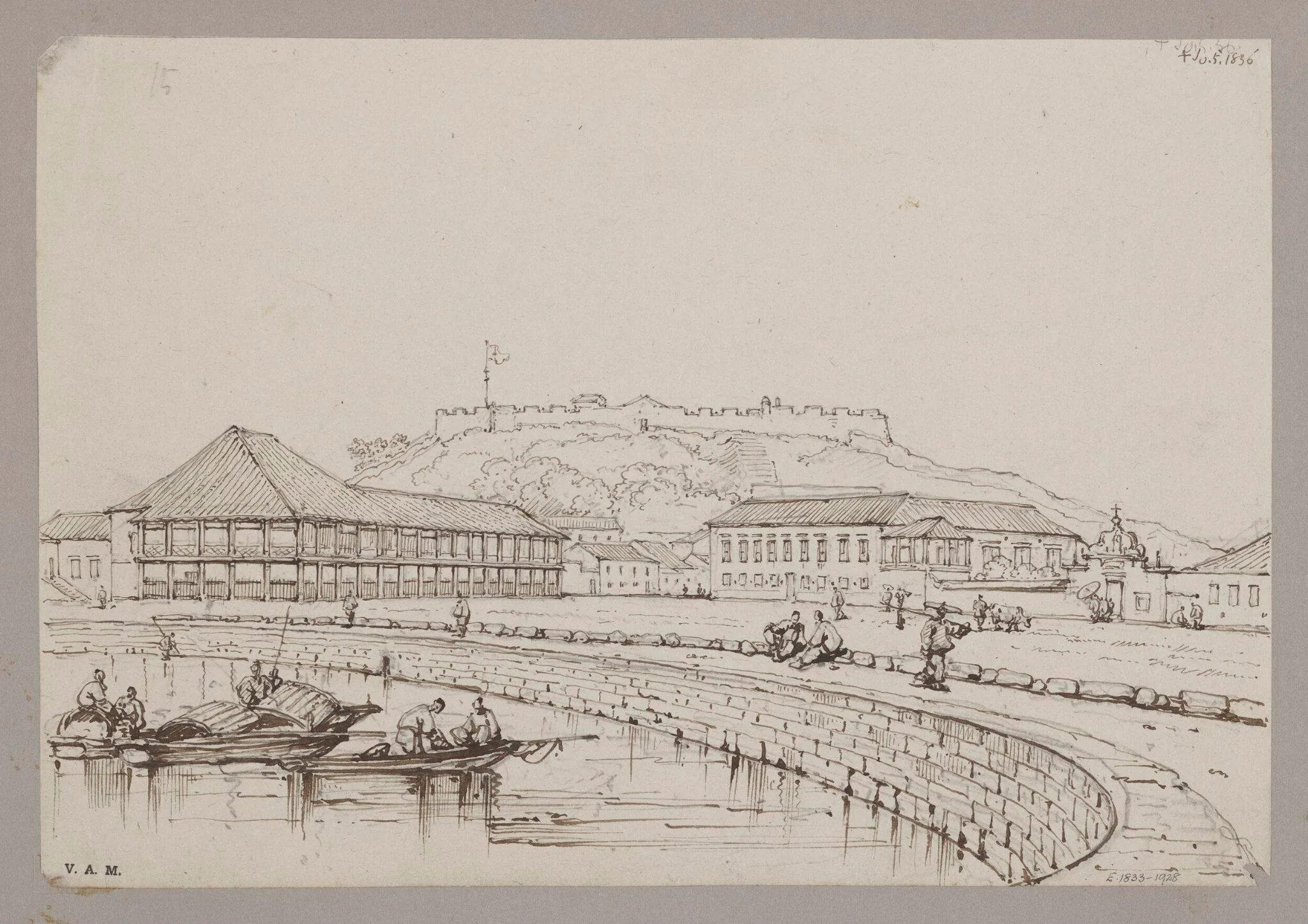 Houses of Mr. Whiteman ("the forty-pillared house") and Captain Elliott, and Monte Fort, Macao, detail