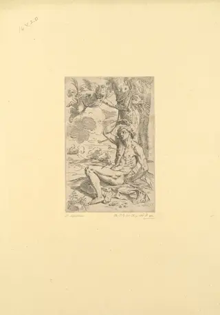 Saint Sebastian, by Simone Cantarini, ink, 1644