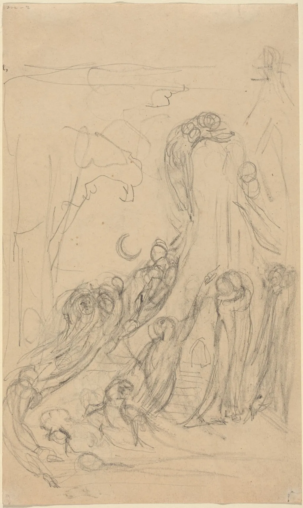 A Resurrection Scene (The Gambols of Ghosts) [recto], by William Blake, graphite, 1806