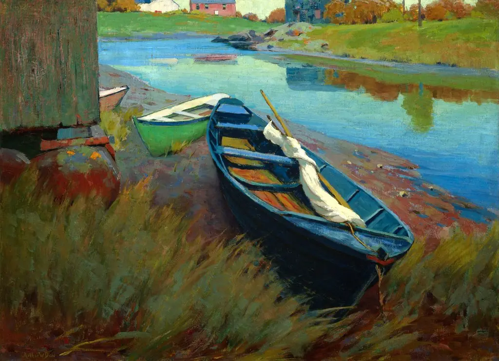 Boats at Rest, by Arthur Wesley Dow, oil, 1898