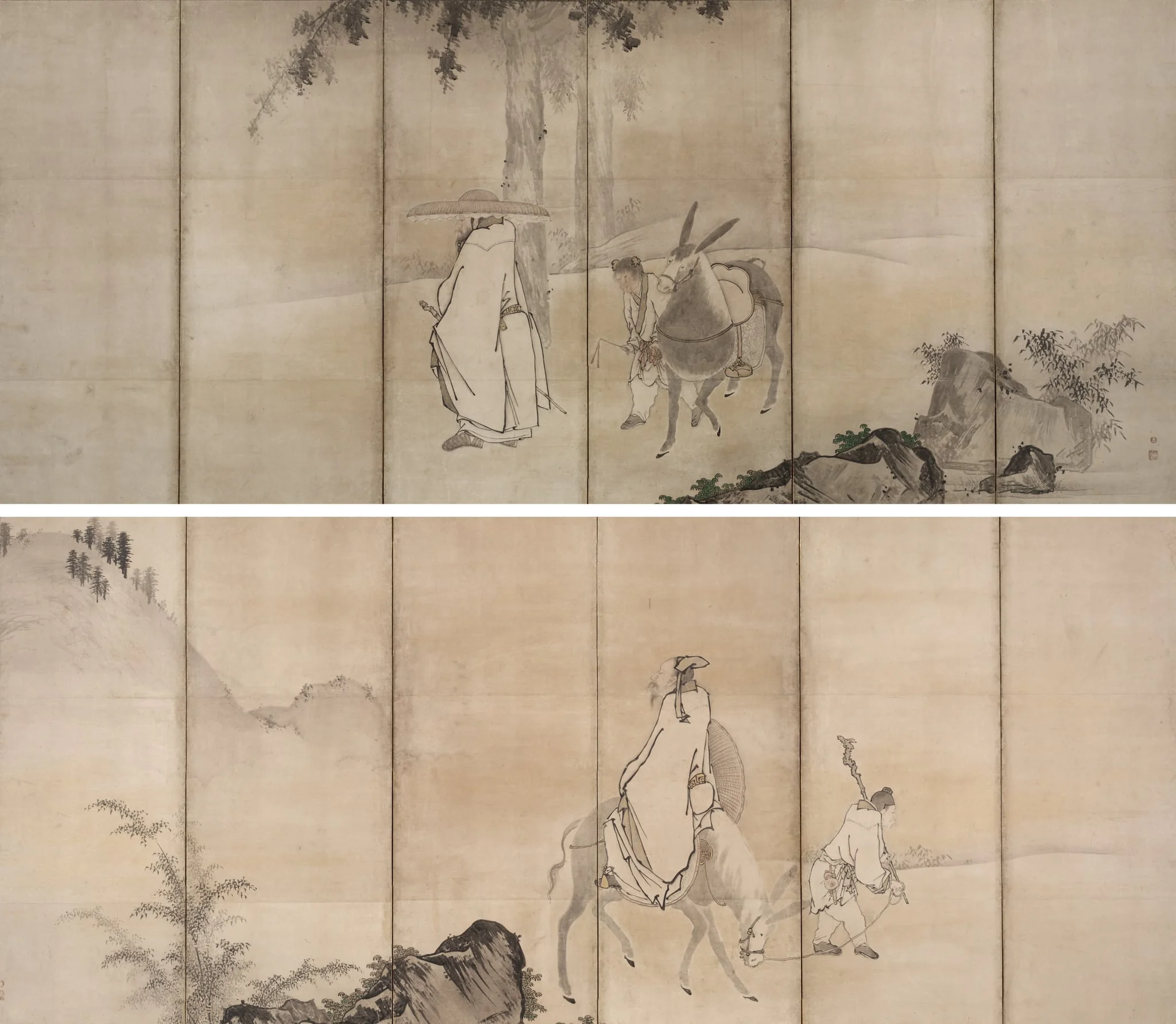 Su Shi (So Shoku) and Pan Lang (Han Rō), detail