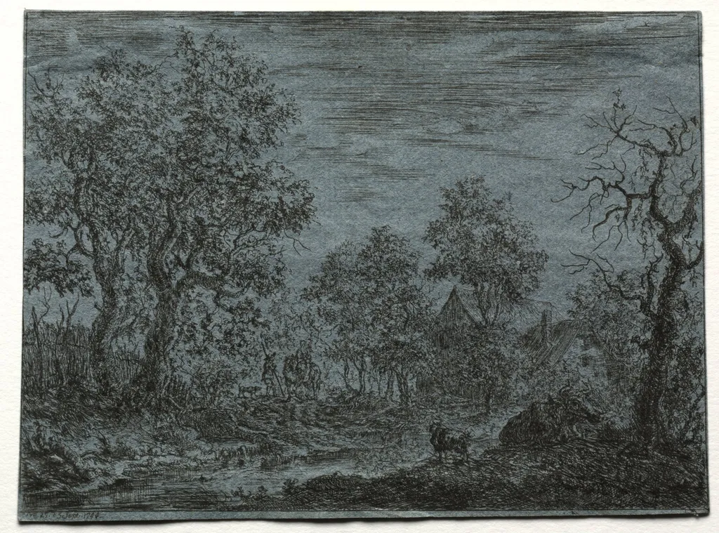 A Small River in the Foreground with a Cow and Goat, by Christian Ludwig von Hagedorn, 1744