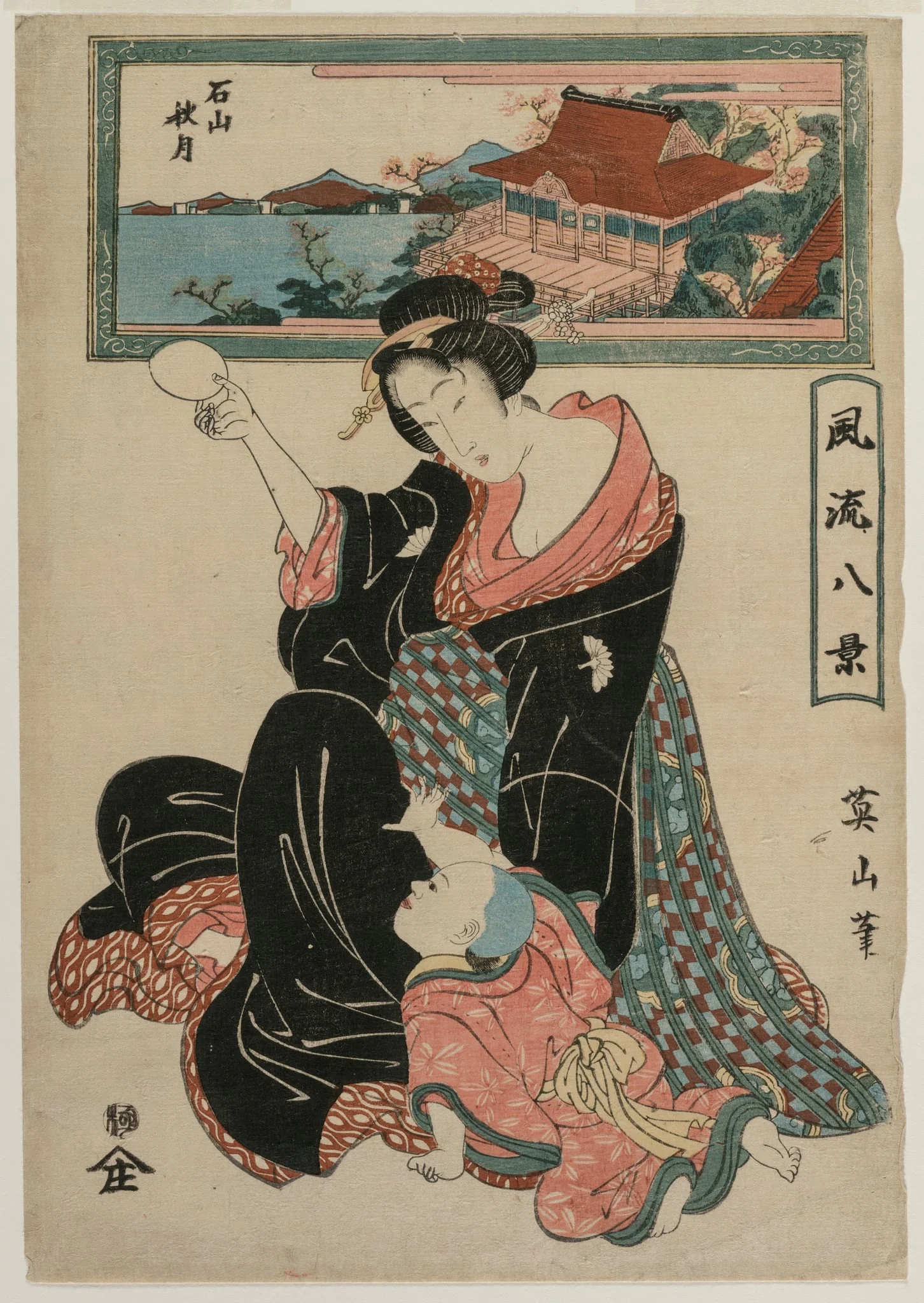 Autumn Moon at the Temple Ishiyamadera from the series Fashionable Eight Views, detail