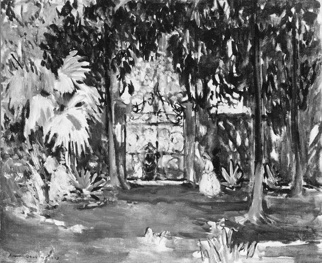 Garden Gate, Near Ascain #7, by Anne Goldthwaite, oil, 1912