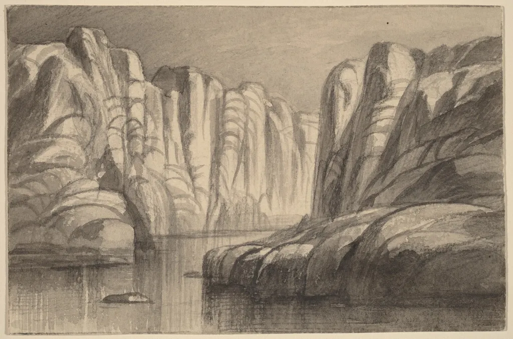 River Winding through a Rock Formation (Philae, Egypt), by Edward Lear, 1884