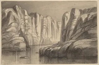 River Winding through a Rock Formation (Philae, Egypt), by Edward Lear, 1884