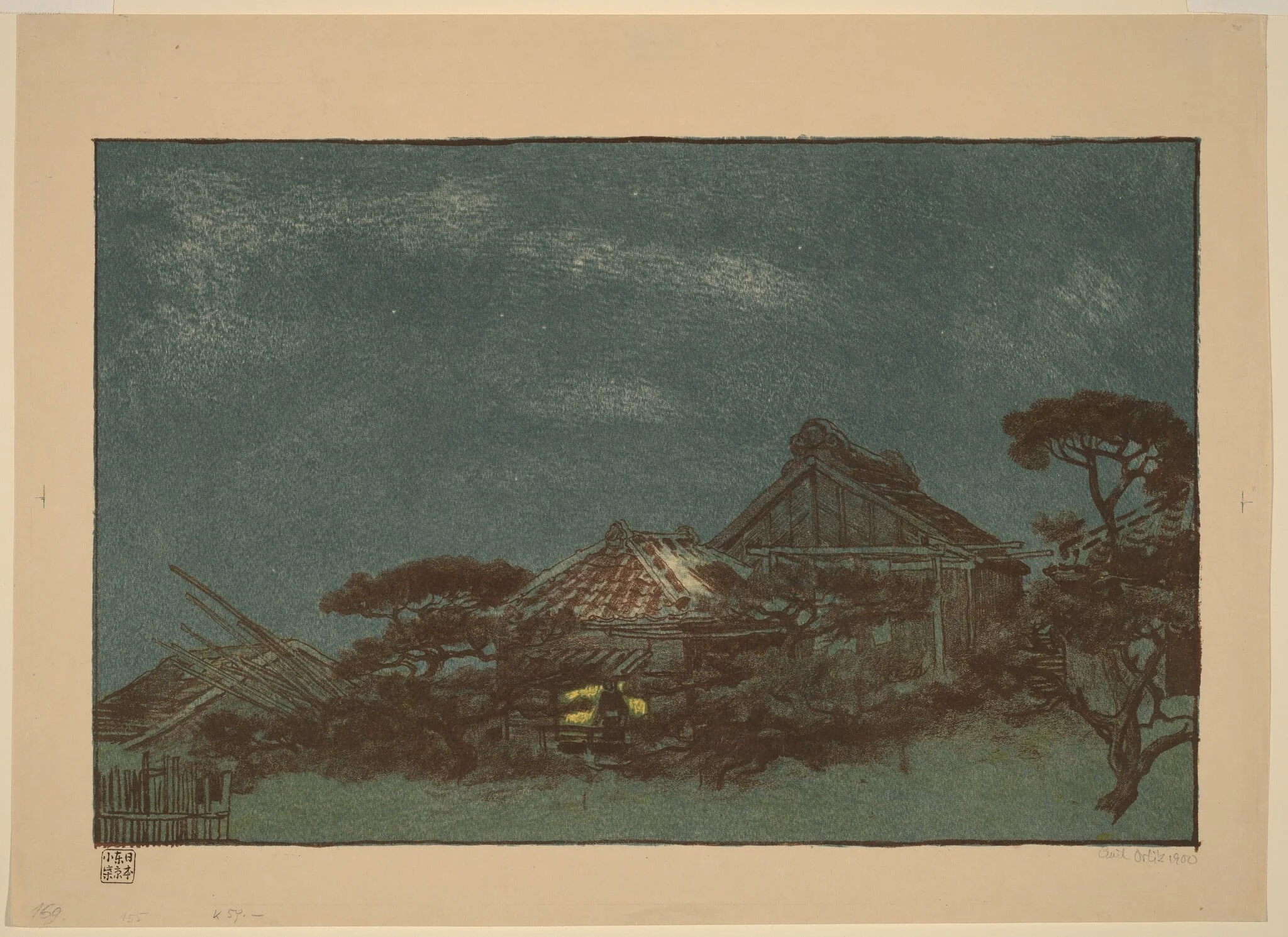 Evening in Fukagawa, detail
