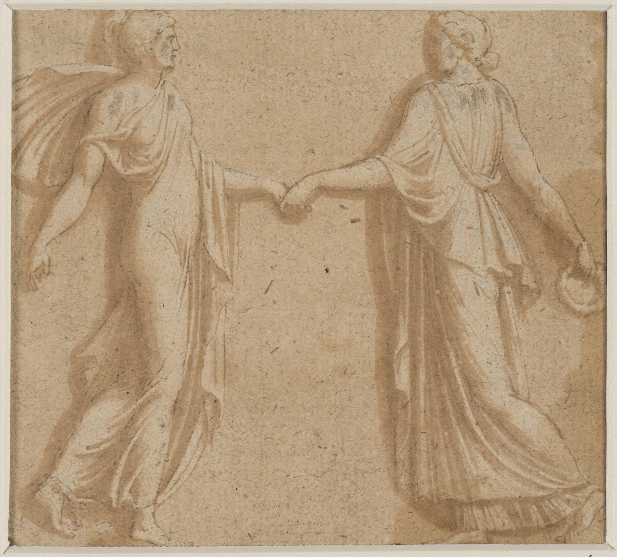 Two figures dancing, detail