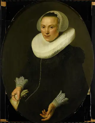 Portrait Maria Joachimsdr Swartenhont (1598-1631), by Nicolaes Eliaszoon Pickenoy, oil, 1627