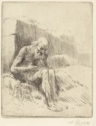 Job, 2nd plate, by Alphonse Legros, ink, 1874