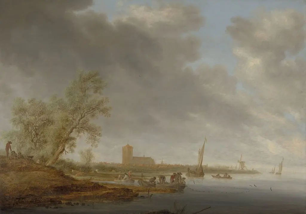 River Landscape with a View of Naarden, by Salomon van Ruysdael, unspecified, 1642