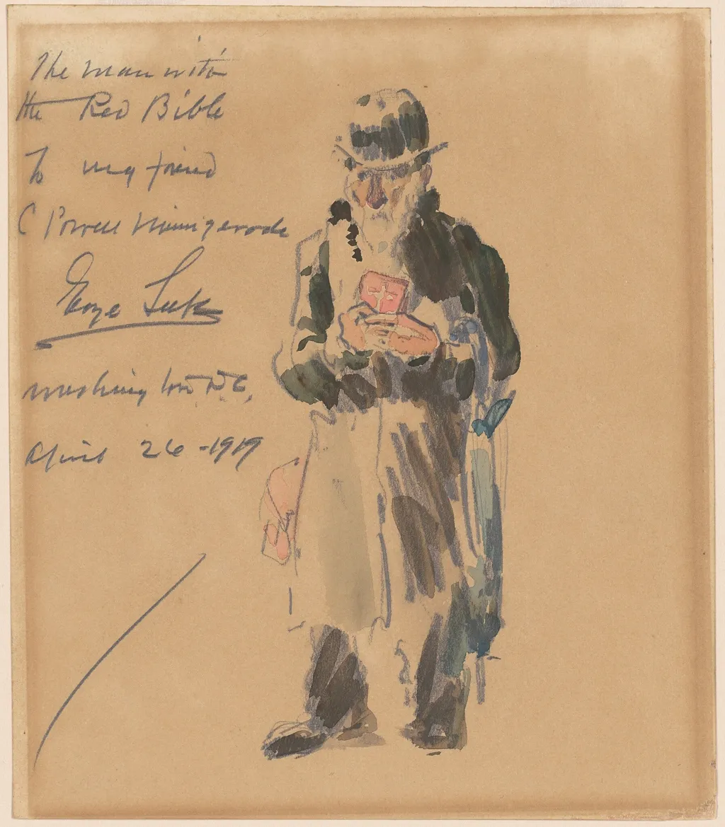 The Man with the Red Bible, by George Luks, graphite, 1919