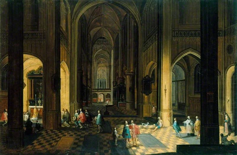 Interior of a Cathedral: Night Scene, detail
