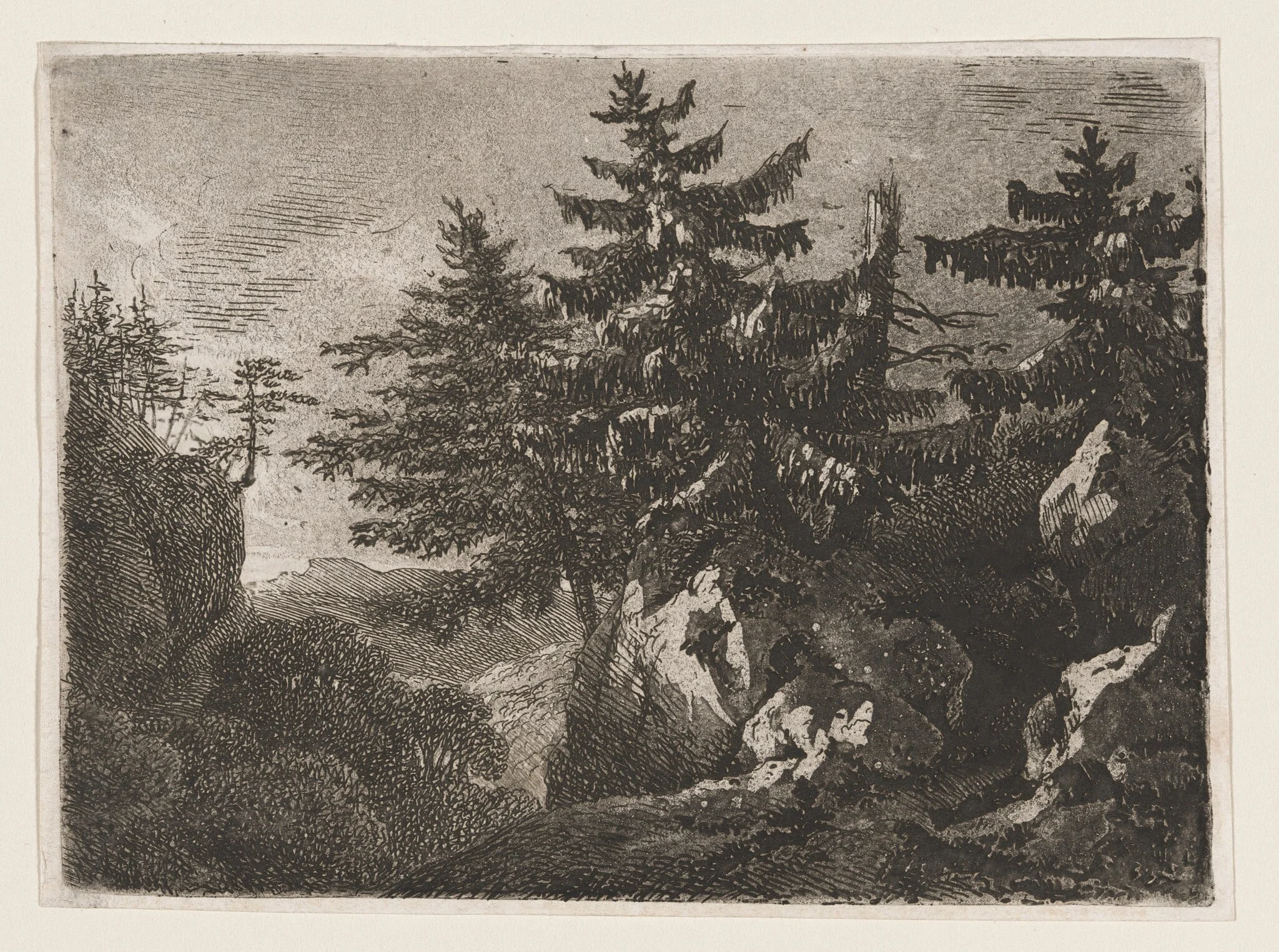Pines on a Mountaintop at Night, detail