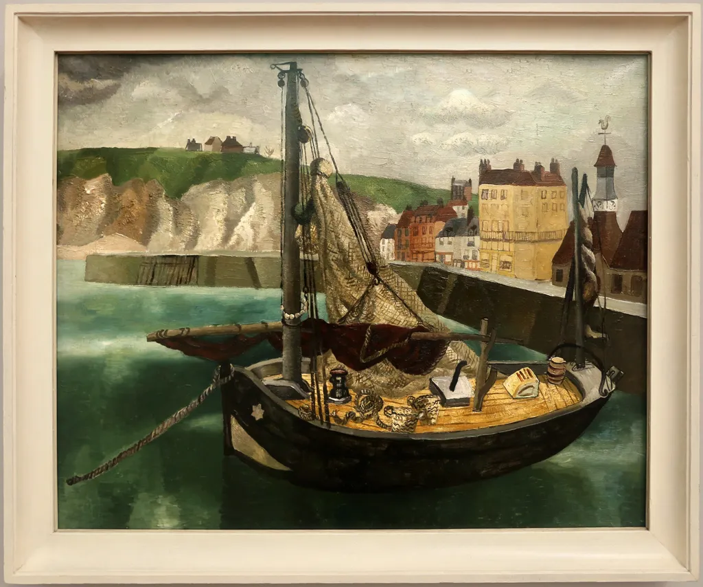 A Fishing Boat in Dieppe Harbour, by Christopher Wood, oil, 1929
