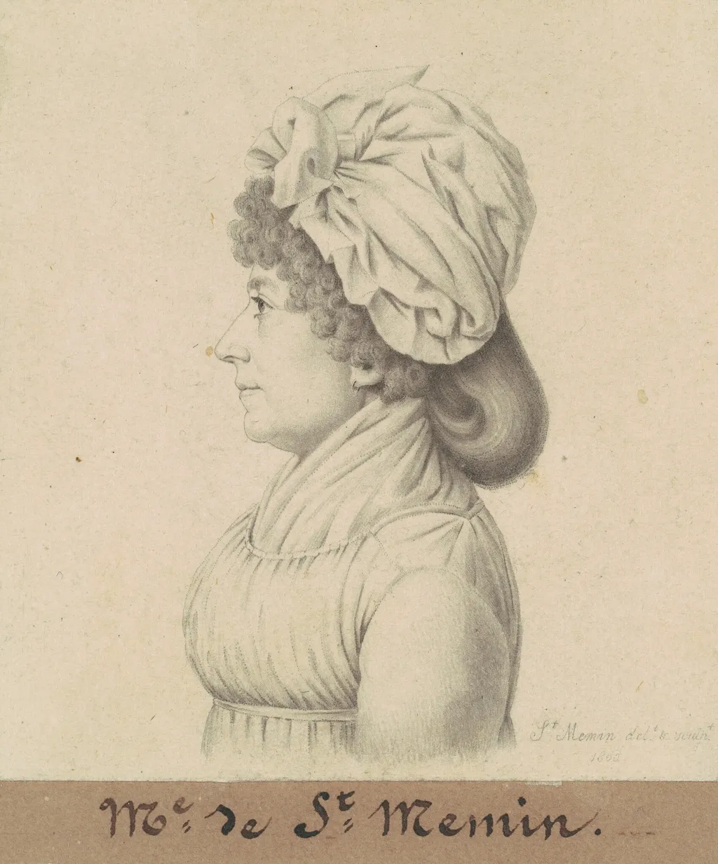 Marie-Victoire Févret de Saint-Mémin, by Charles B. J. Févret de Saint-Mémin, ink, 1799