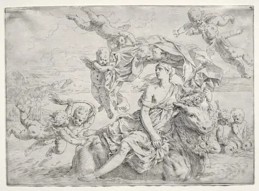 Rape of Europa, by Simone Cantarini, 1640