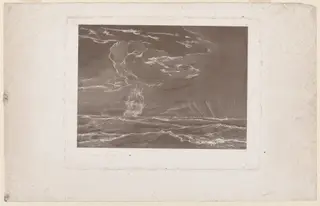 Ship in a Squall, by Seth Wells Cheney, ink