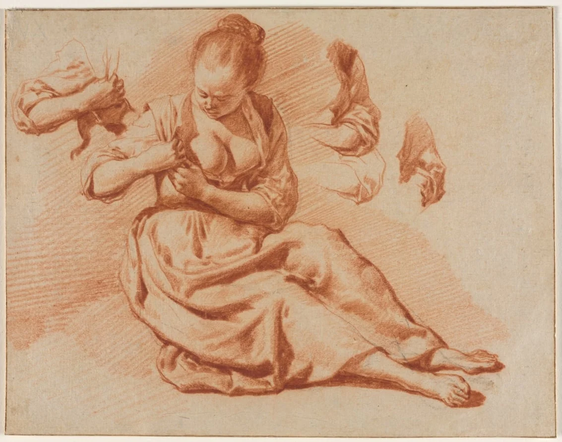 Seated Woman Searching for Fleas, detail