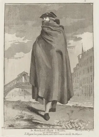 Le Marchand allant à Rialto (The Merchant at the Rialto), by Giovanni David, ink, 1775