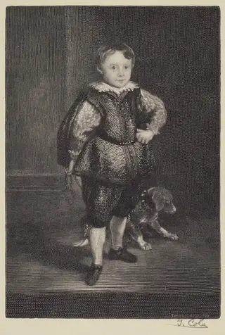 Filippo Cattaneo, Son of Marchesa Elena Grimaldi, by Timothy Cole, ink, 1929