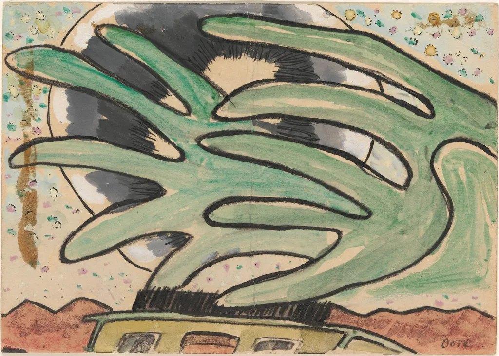 Silver Ball, Barge, and Trees, by Arthur Dove, unspecified, 1930
