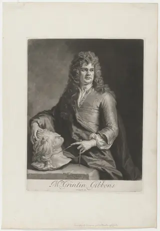 Grinling Gibbons, Wood Carver, by John Smith, ink, 1697