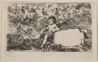 Title Page for "Jeu des Mythologie", by Stefano Della Bella, ink, 1644