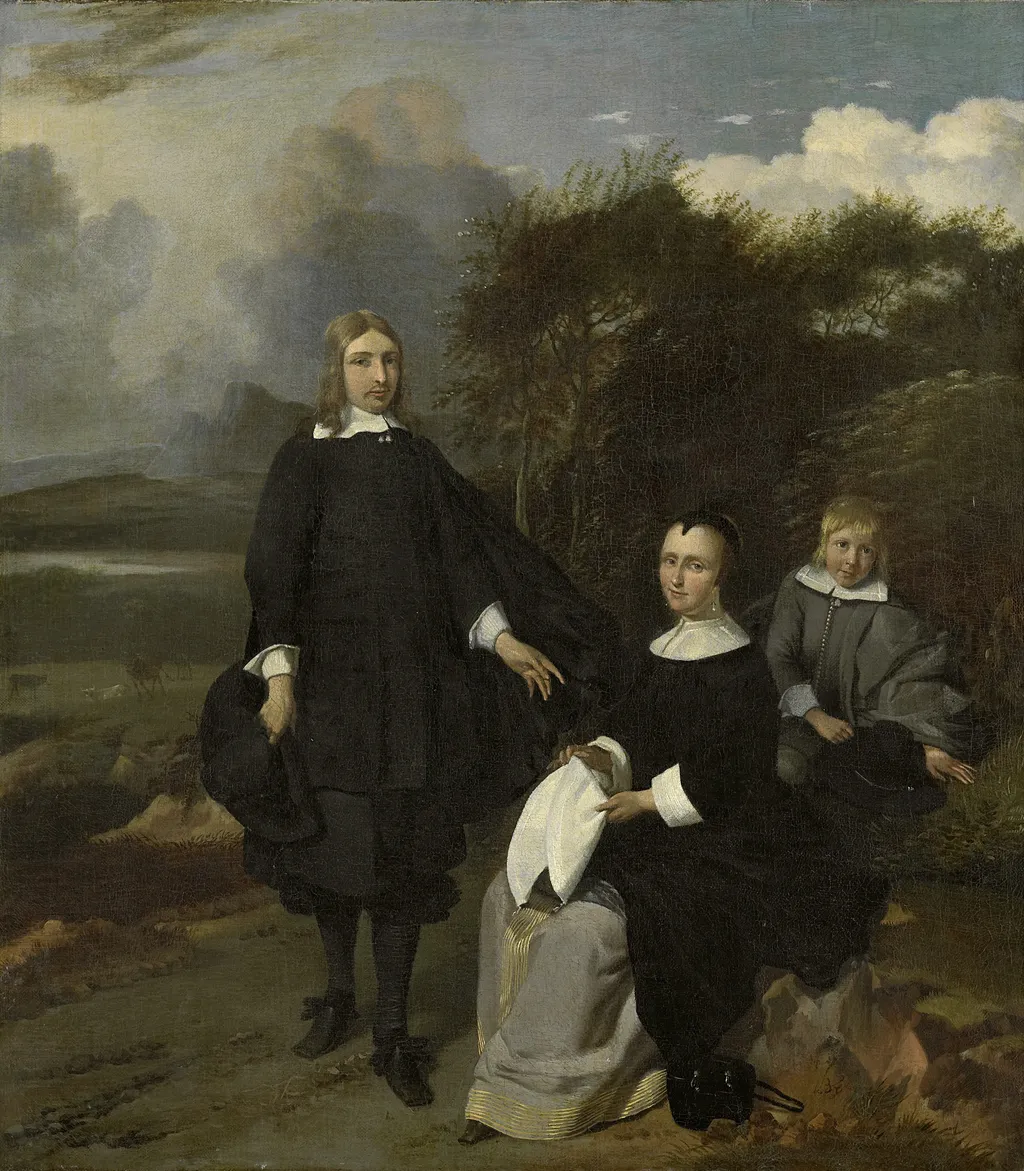 Family group in a landscape, by Barend Graat, oil, 1650