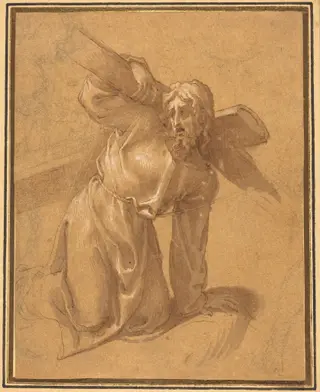 Christ Falling under the Cross, by Francesco Salviati, chalk, 1536
