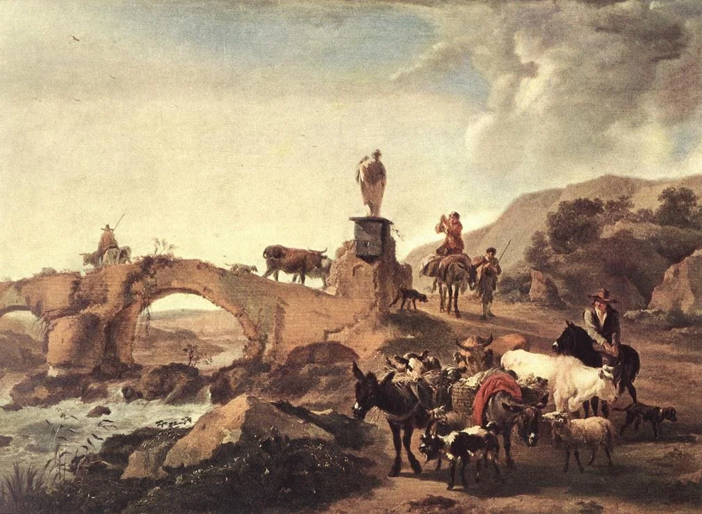 Italian Landscape with a Small Bridge, detail