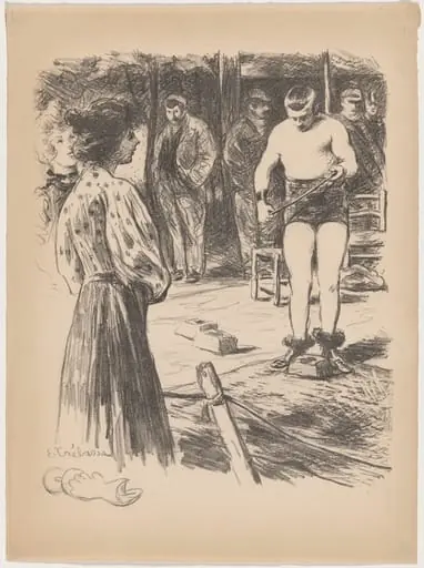 Lutteurs, by Paul Edouard Crébassa, ink, 1895