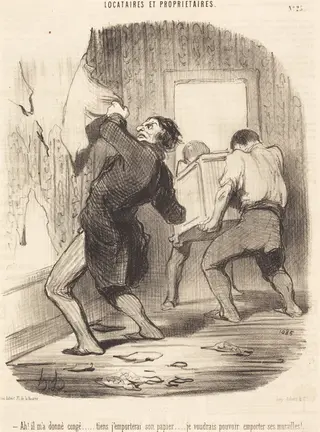 Ah! il m'a donné congé..., by Honoré Daumier, ink, 1847