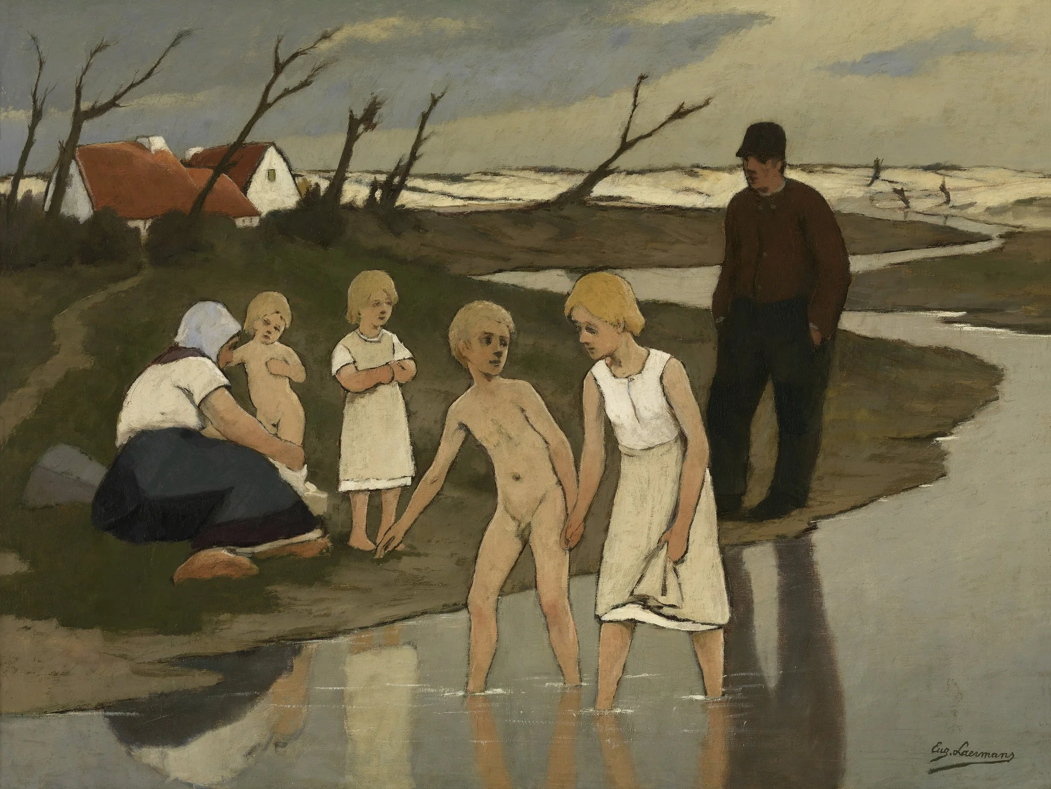 Bathing children, detail