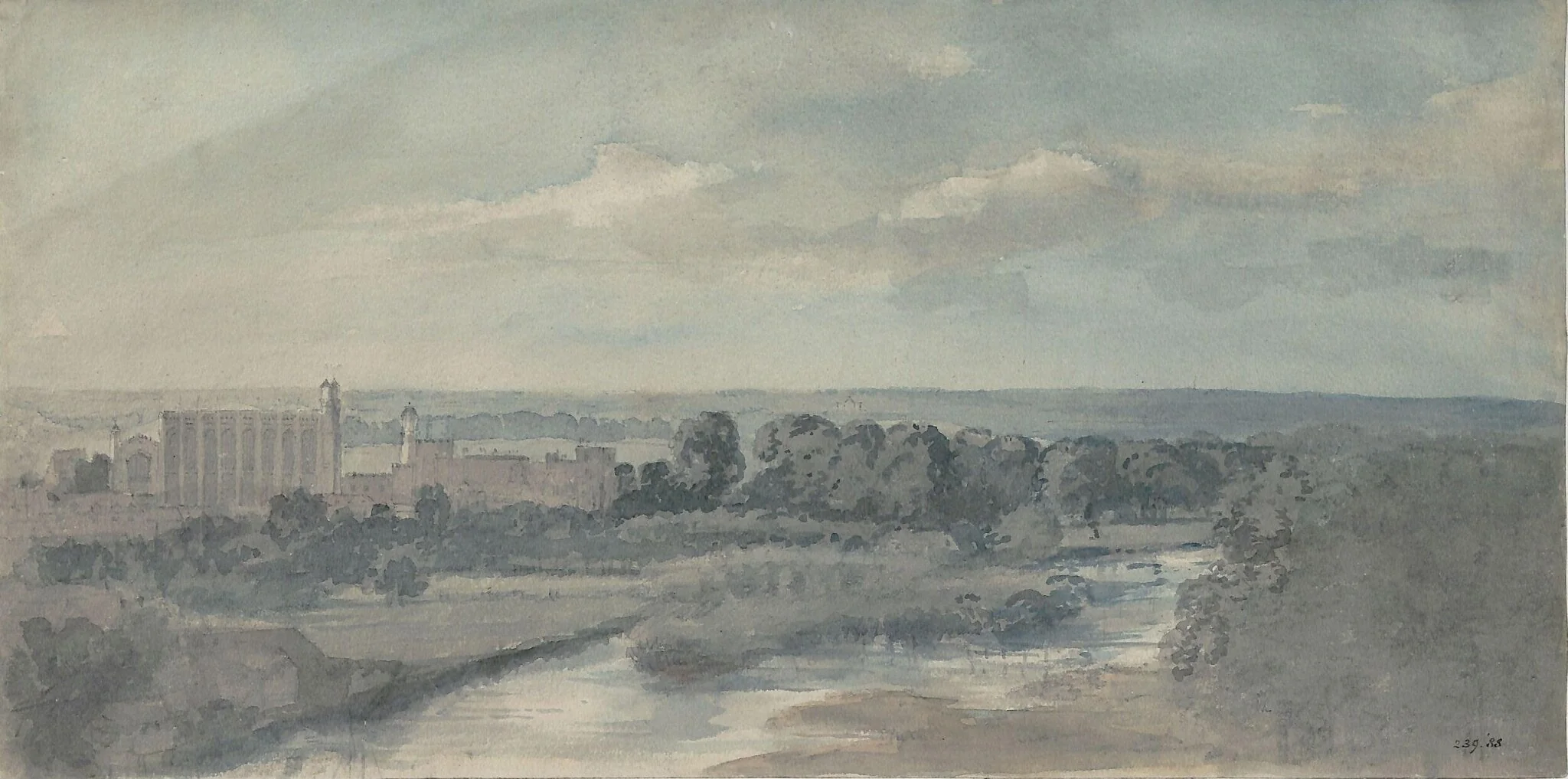The Thames, with Eton College and chapel, detail