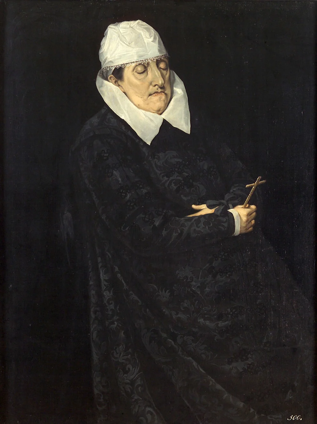 Maria Anna von Bayern (1551-1608), Gemahlin von Karl II. von Innerösterreich, auf dem Totenbett, detail