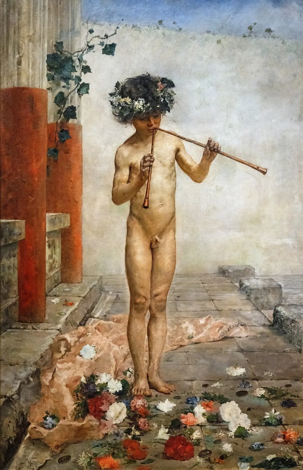 Pompeian Child, by Arcadi Mas i Fontdevila, oil, 1890