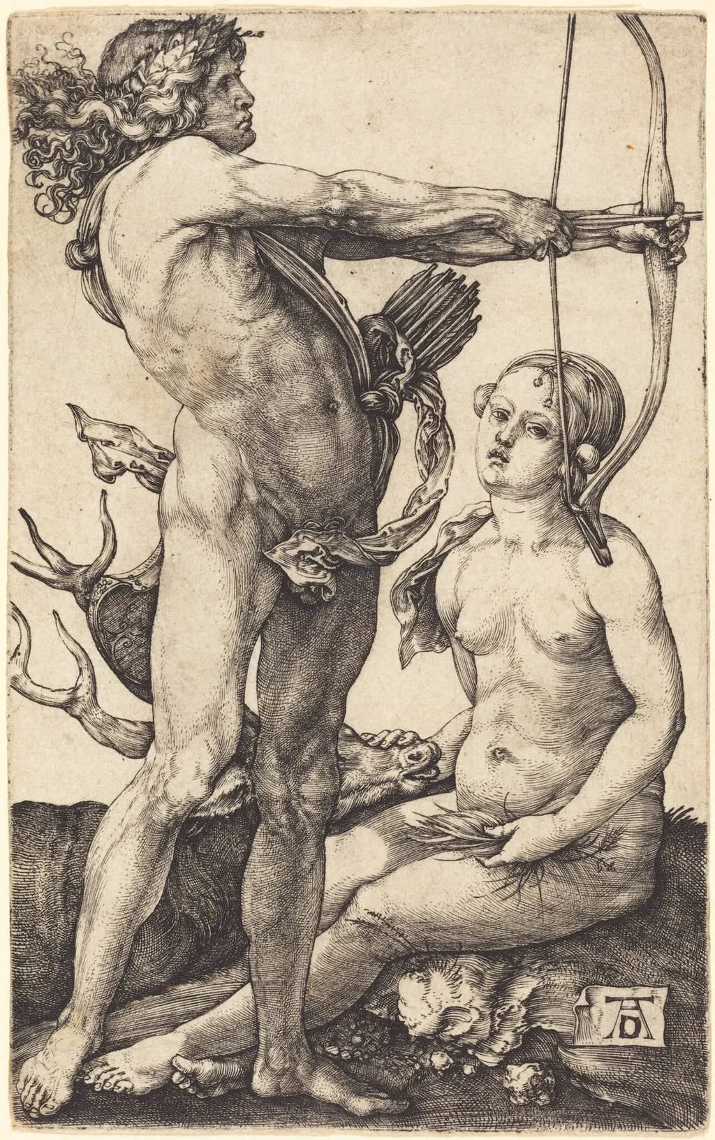 Apollo and Diana, by Albrecht Dürer, ink, 1504