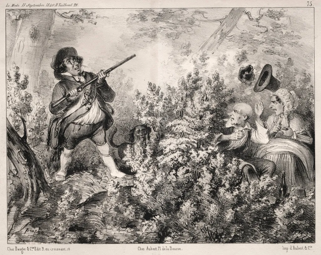 Actualités:  L'Ouverture de la Chasse, by Clémente Pruche, 1840