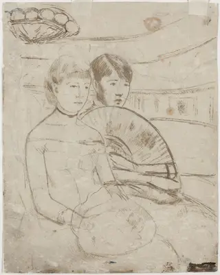 The Loge [verso], by Mary Cassatt, graphite, 1882