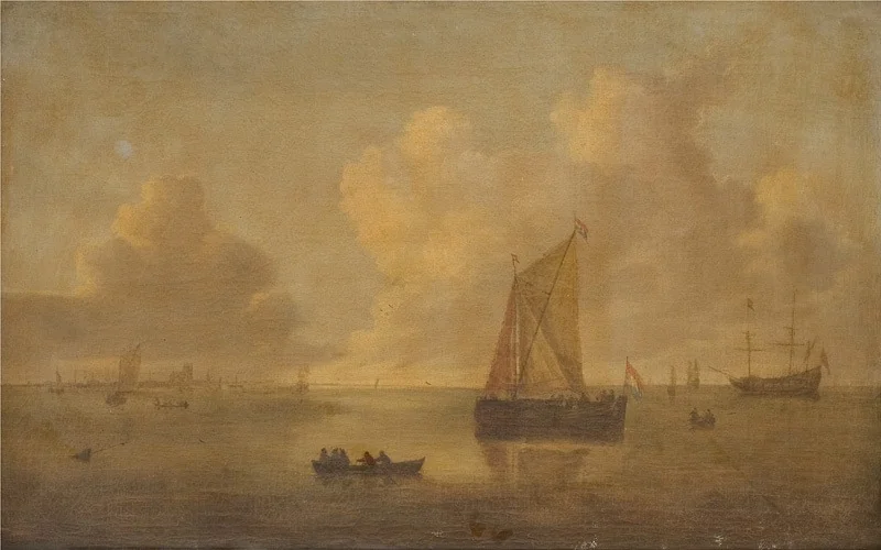 Seascape with a Town in the Background, detail